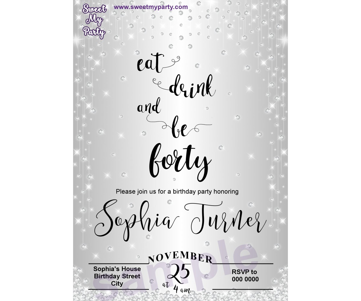 18th gris anthracite et Blanc Bling Sparkle Birthday Party Invitations