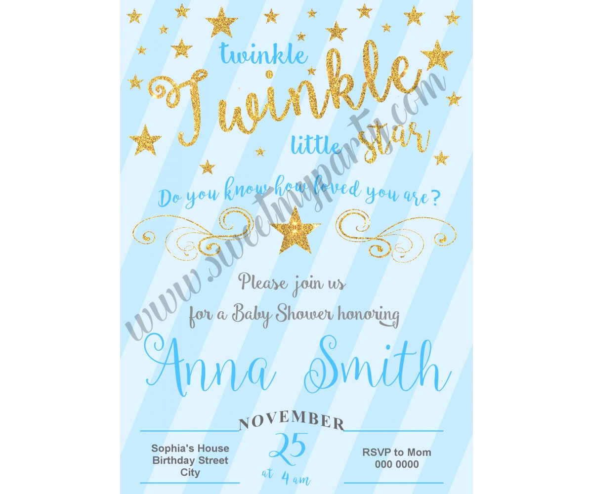 twinkle twinkle little star boy baby shower invitations