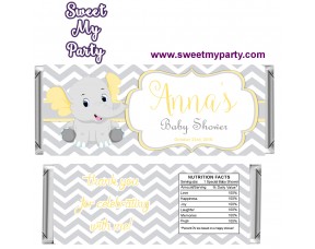 Yellow And Grey Elephant Baby Shower Candy Bar Wrappers Gender