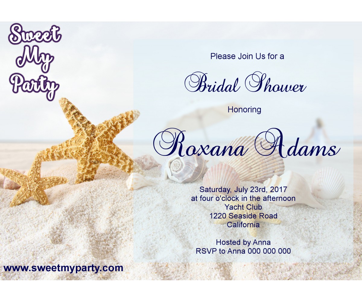 Seaside Bridal Shower Invitation Sea Shell Bridal Shower