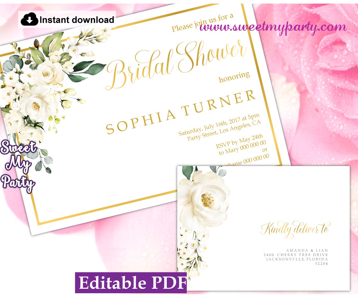 Ivory roses Bridal Shower invitation printable template, (123) photograph relating to Bridal Shower Invitations Printable identify Ivory roses Bridal Shower invitation printable template, (123)