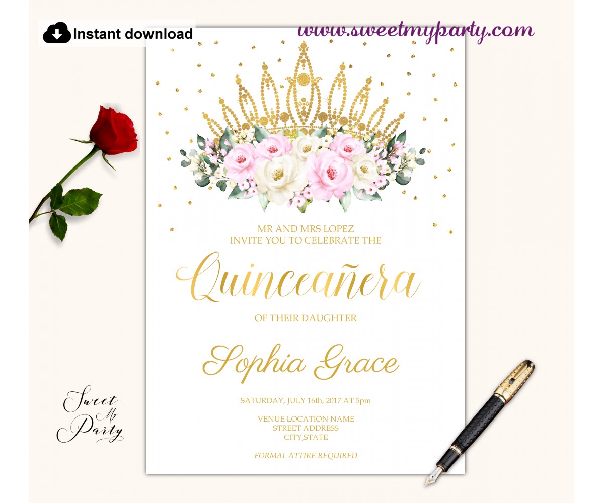 Unique Quinceanera Invitation Template Template