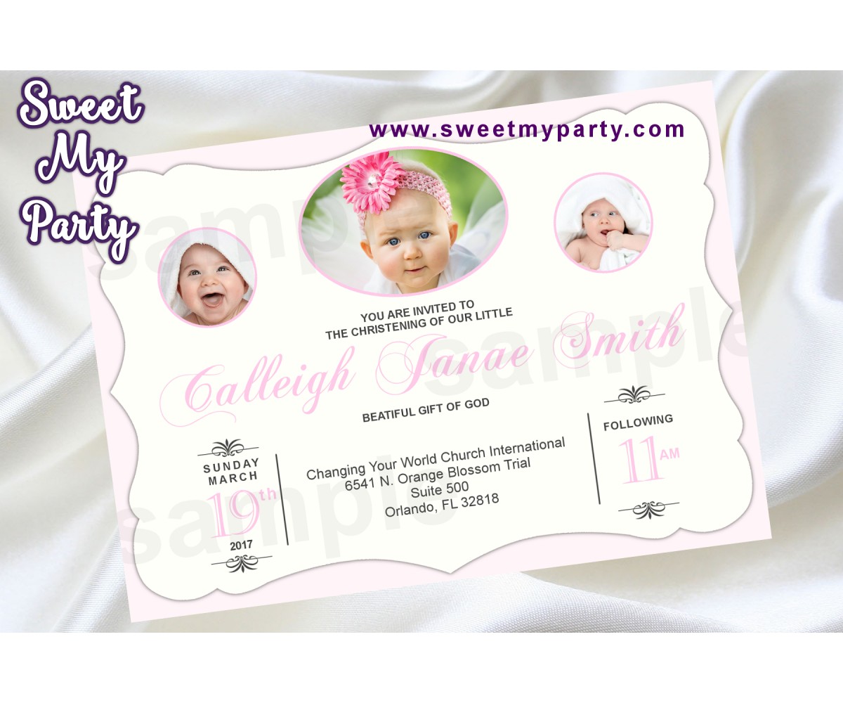 Shabby Chic Baptism Baptism Invitation Christening Christening Invite Baptism Invite Printable Girl Baptism Girl Invite First Communion