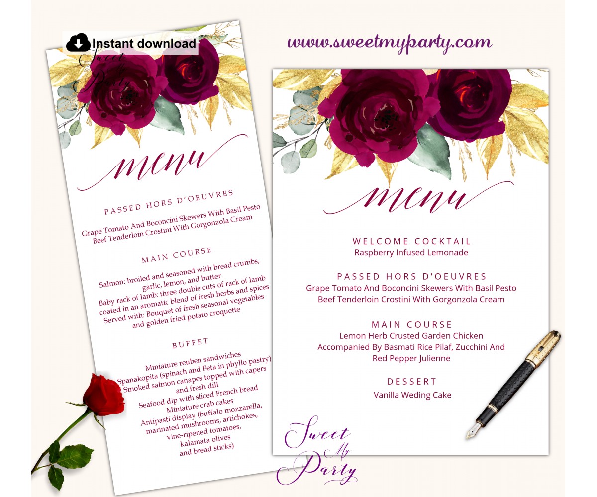 Printable Editable Burgundy Wedding Place Cards Template PDF Download – We  Do Bou