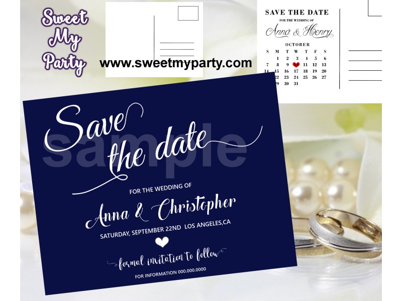 navy blue wedding save