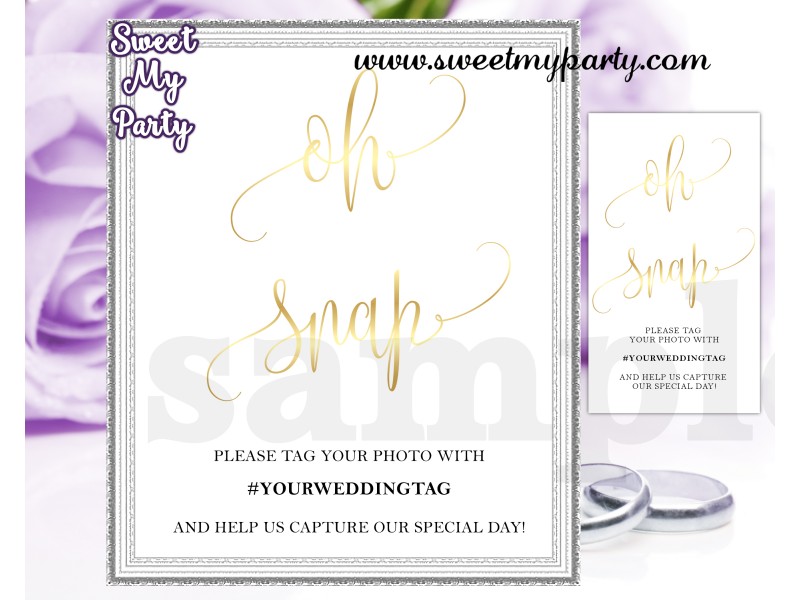  Wedding  gold hashtag  sign Instagram  Wedding  sign oh snap 