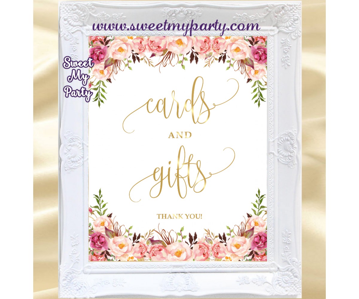 Cards and Gifts Sign 5x7 Print, Bridal Shower Signs, Gift Table Weddin – So  Sweet Party Shop