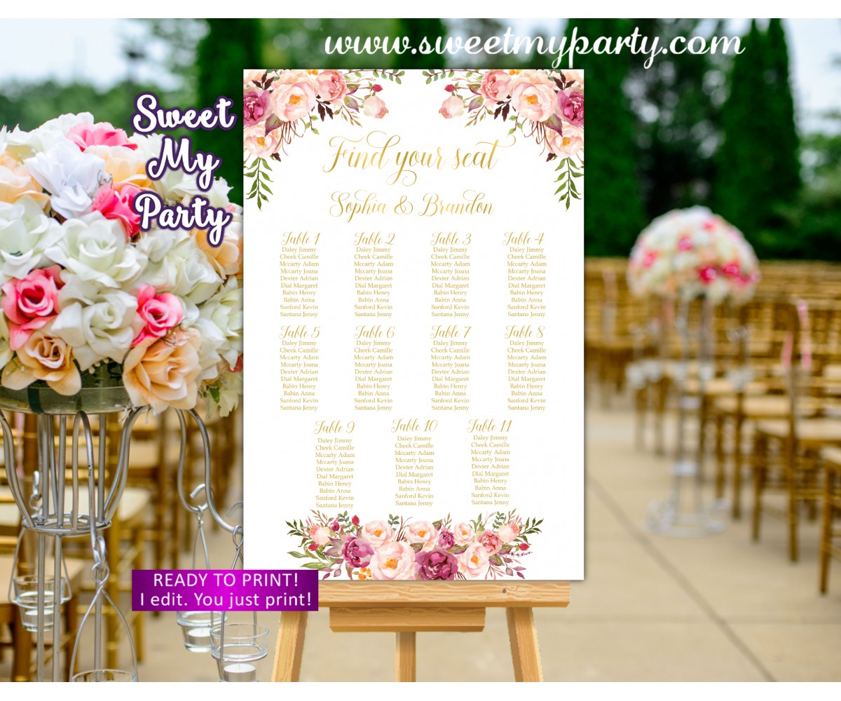 Quinceanera Seating Chart Template