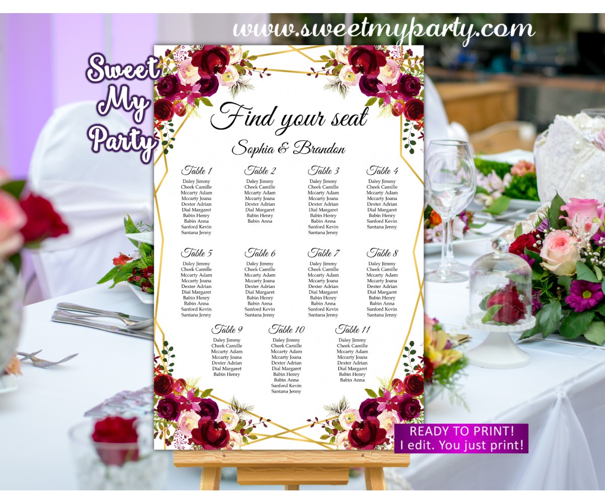 Bridal Shower Seating Chart