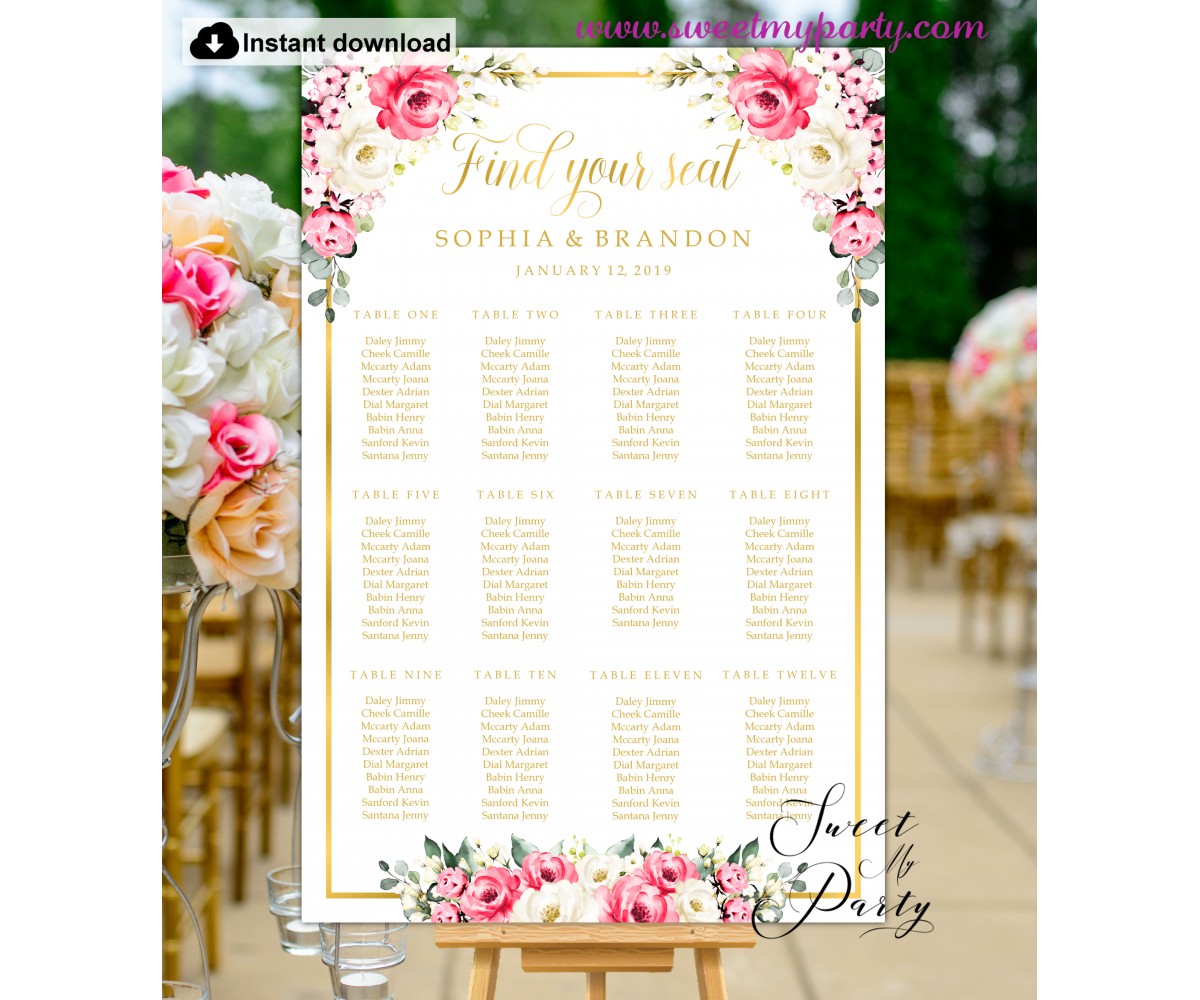 Rehearsal Dinner Seating Chart Template