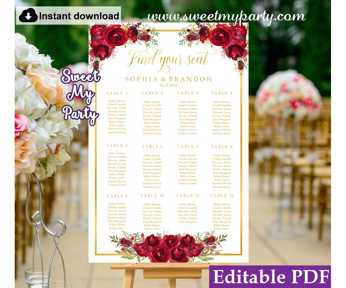 Quinceanera Seating Chart Template