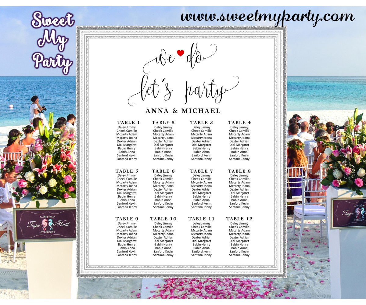 Table Chart For Wedding Reception